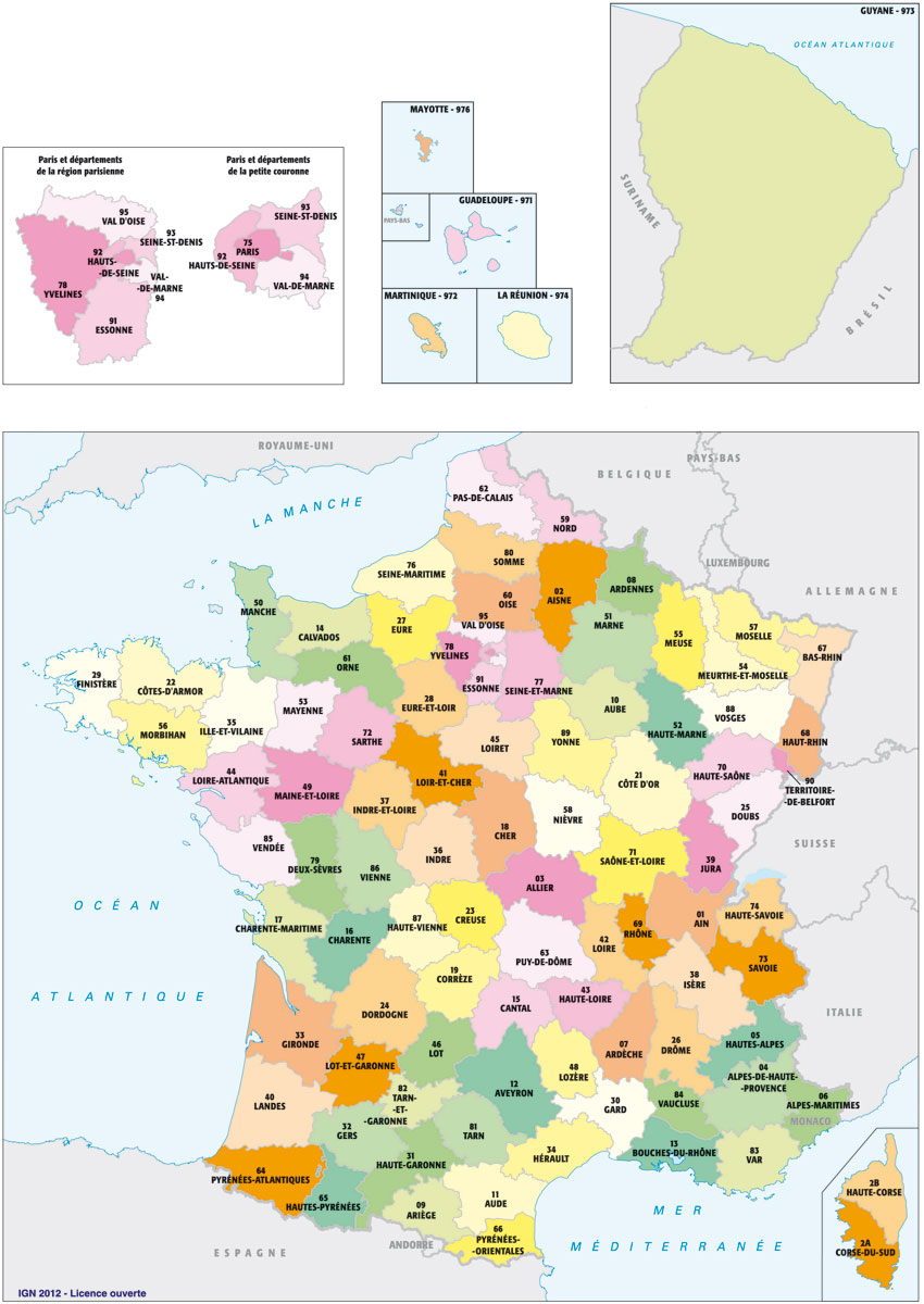 Cartes Des Departements Et Quiz Cartes De France