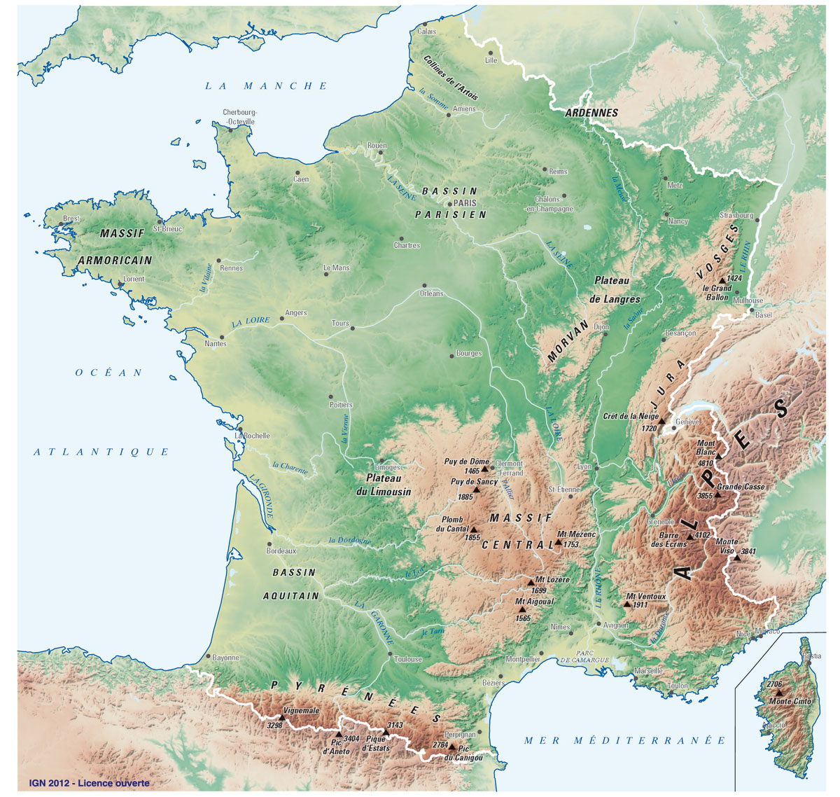 France Map Relief Map Topographic Map - vrogue.co