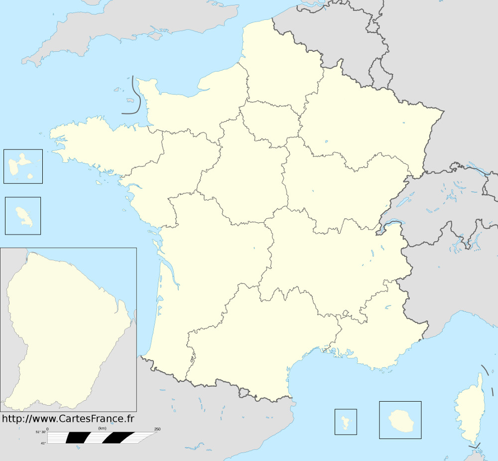 Carte vierge des 13 nouvelles régions de France à imprimer - Lulu la taupe,  jeux gratuits pour enfants